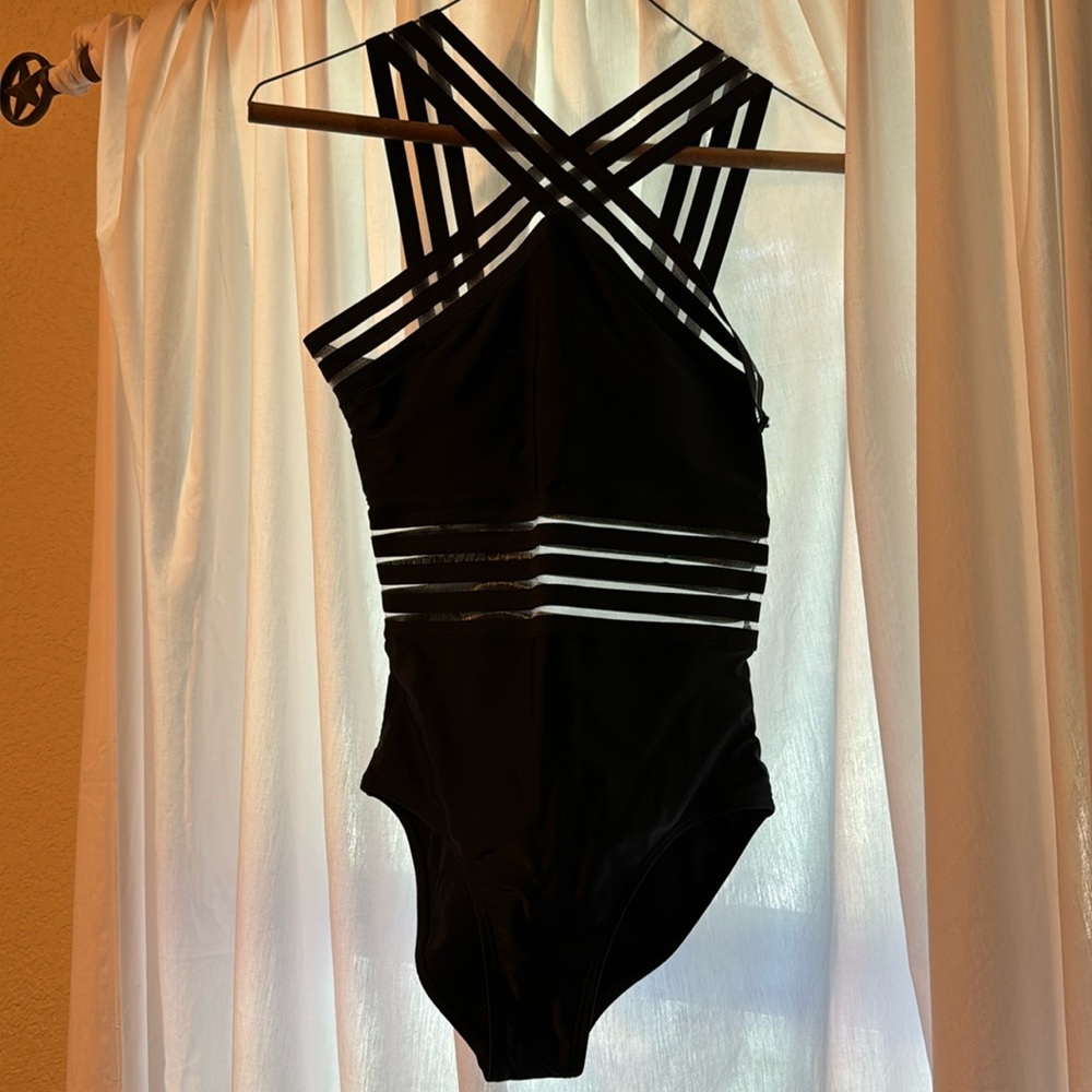 Black one piece with cut out